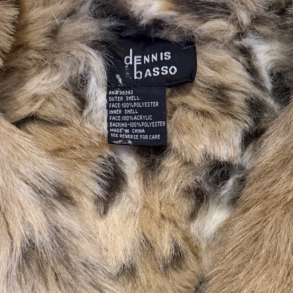 Dennis Basso Tan Jacket with Faux Fur Cuffs Collar and Lining - Picture 5 of 6